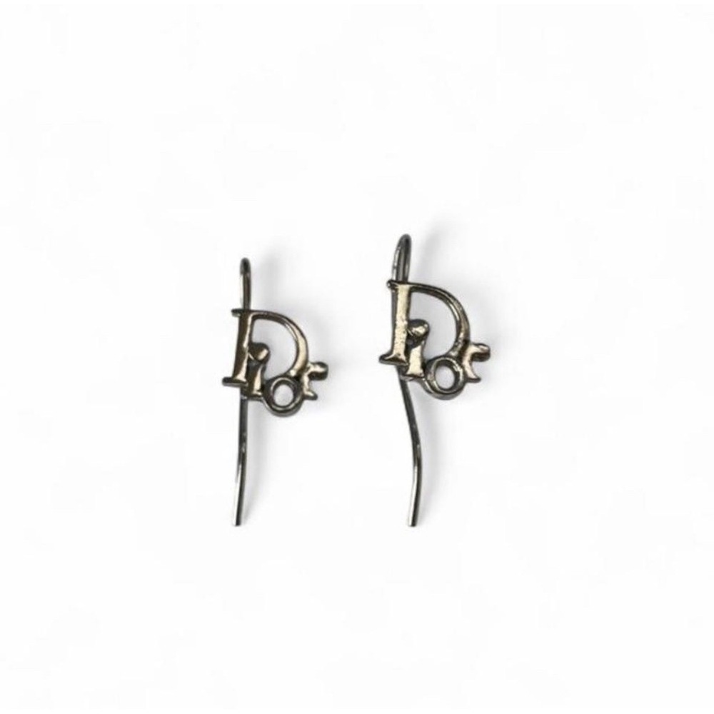 Vintage Dior Silver Logo Earrings Y2K Authentic